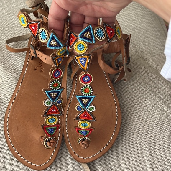 Free People NEW laidback London Tribal hand Beaded Day to Evening Vacay Sandal 🌈 - Picture 9 of 13